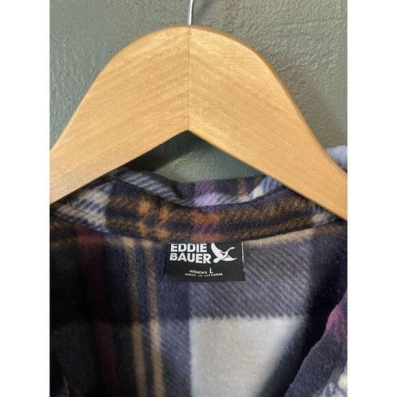 Eddie Bauer Womens Multicolor Fleece Flannel Button Up Long Sleeve Shirt Size L - Picture 3 of 3